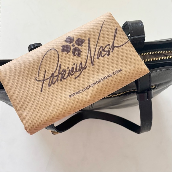 Patricia Nash British Vintage Braden Tote Bag Black Olive Colorblock Leather NEW - Picture 10 of 14